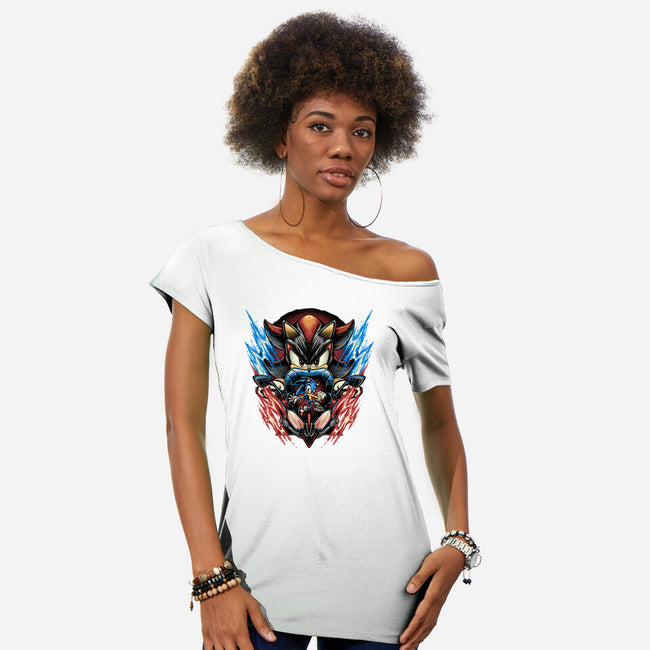 Shadow Of Speed-Womens-Off Shoulder-Tee-glitchygorilla