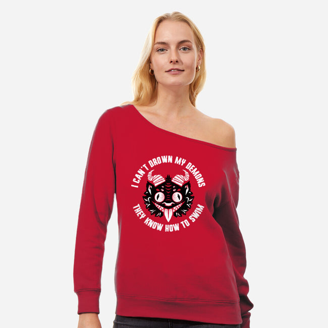 I Can't Drown My Demons-Womens-Off Shoulder-Sweatshirt-Bezao Abad