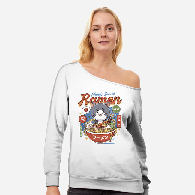 Mishelam Wonderland Mishy Ramen-Womens-Off Shoulder-Sweatshirt-LAGELANTEE