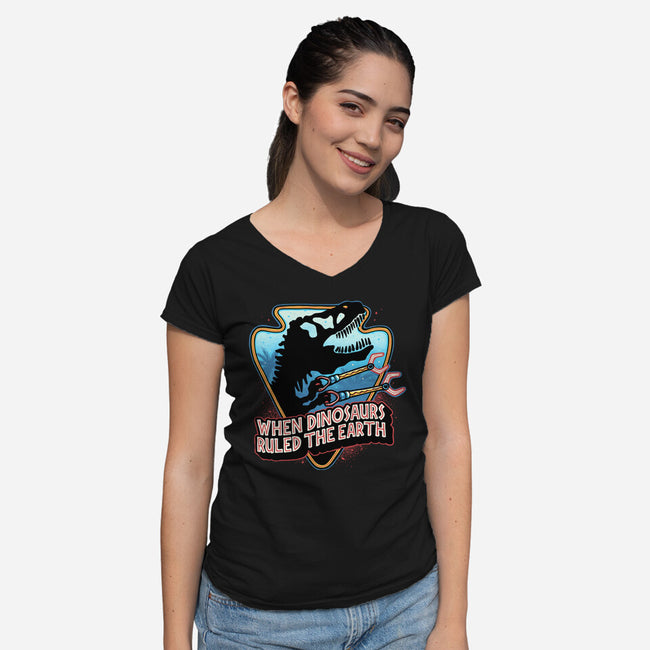 When Dinosaurs Ruled The Earth-Womens-V-Neck-Tee-glitchygorilla