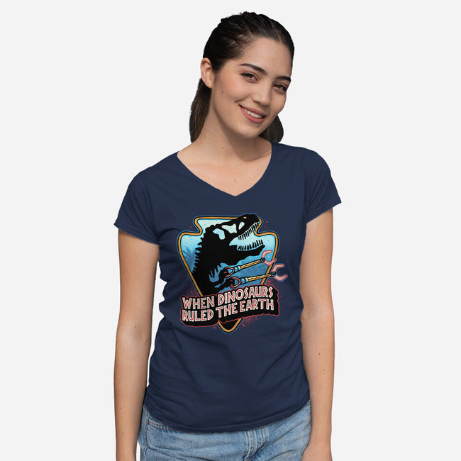 When Dinosaurs Ruled The Earth-Womens-V-Neck-Tee-glitchygorilla