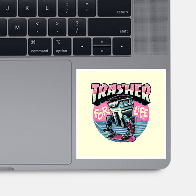 Trasher For Life-None-Glossy-Sticker-momma_gorilla