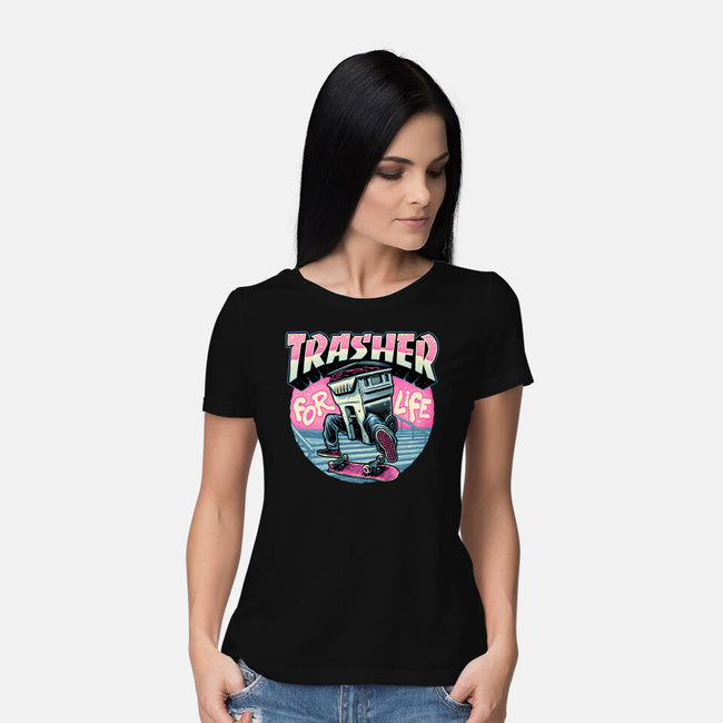 Trasher For Life-Womens-Basic-Tee-momma_gorilla