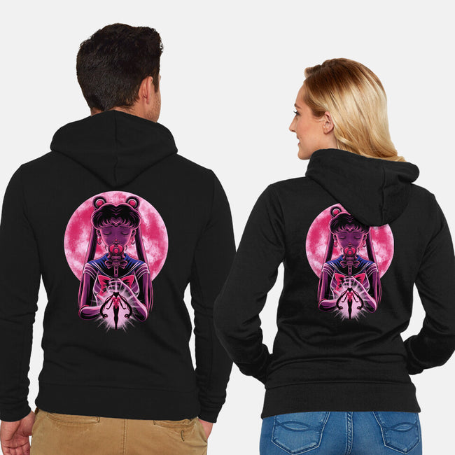 Heart Moon Wand-Unisex-Zip-Up-Sweatshirt-rmatix