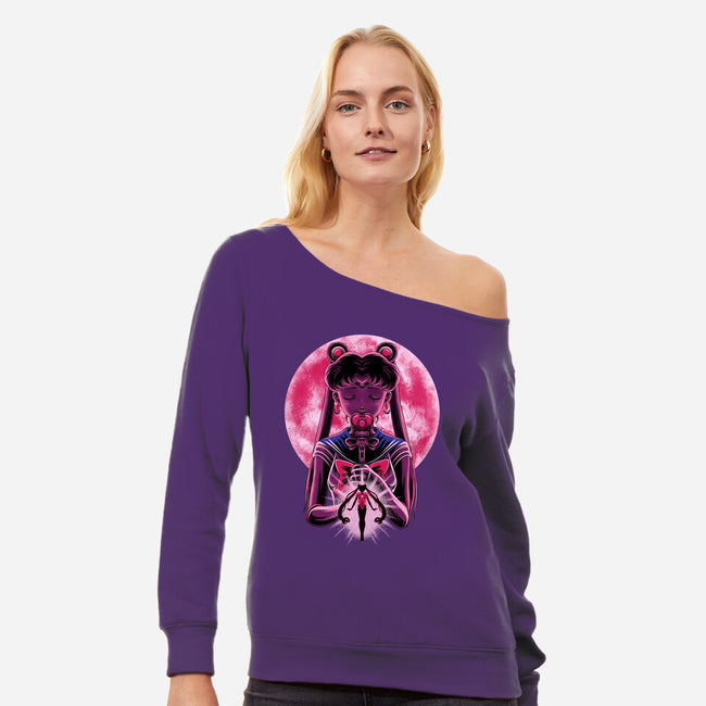 Heart Moon Wand-Womens-Off Shoulder-Sweatshirt-rmatix