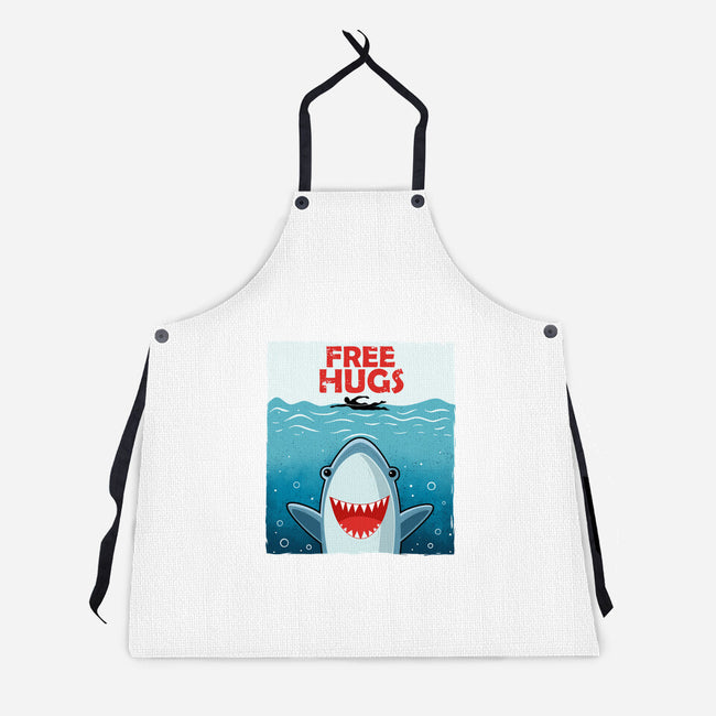 Free Shark Hugs-Unisex-Kitchen-Apron-erion_designs