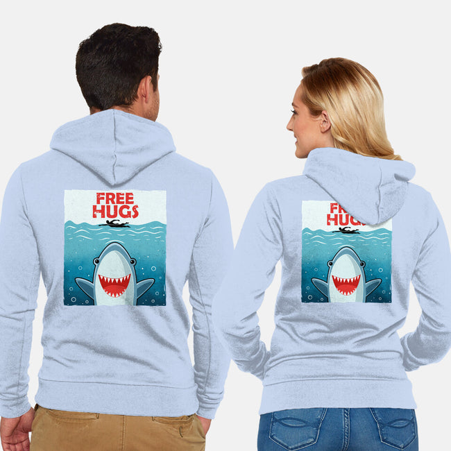 Free Shark Hugs-Unisex-Zip-Up-Sweatshirt-erion_designs