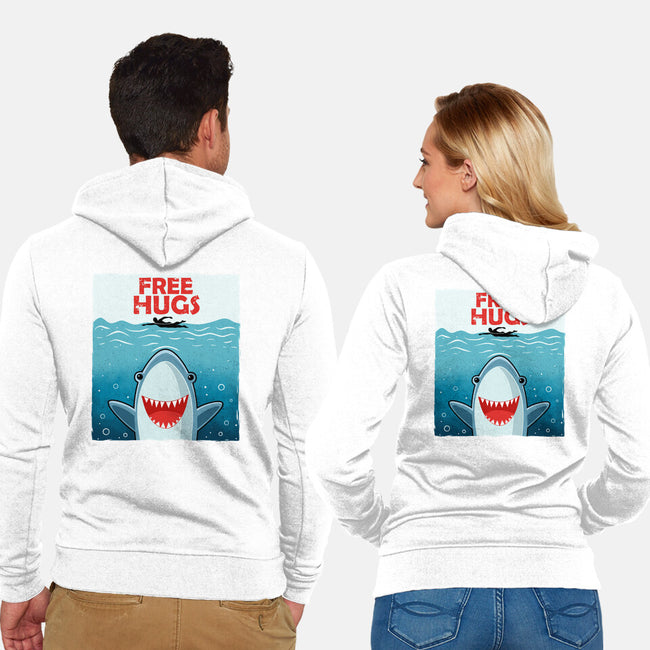 Free Shark Hugs-Unisex-Zip-Up-Sweatshirt-erion_designs