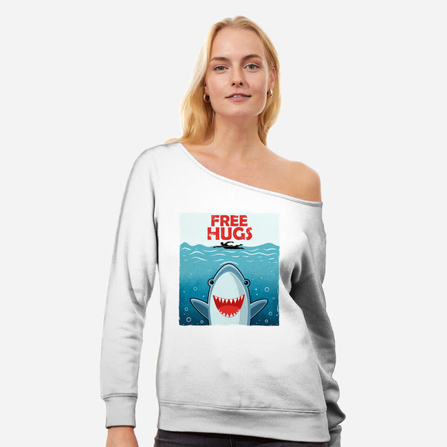 Free Shark Hugs-Womens-Off Shoulder-Sweatshirt-erion_designs