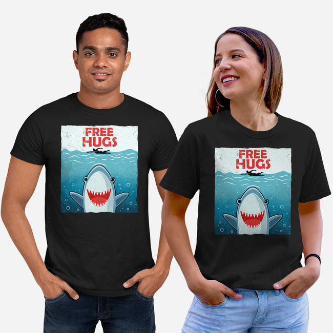 Free Shark Hugs-Unisex-Basic-Tee-erion_designs