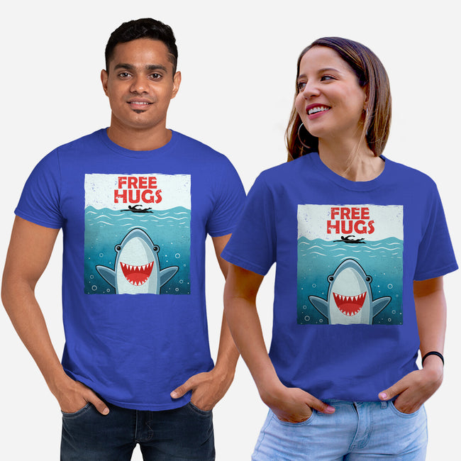 Free Shark Hugs-Unisex-Basic-Tee-erion_designs