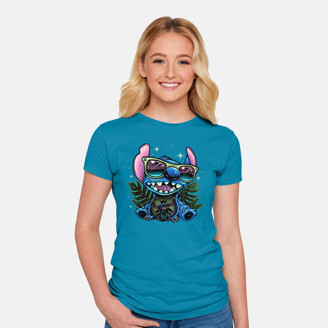 Tropical Visitor-Womens-Fitted-Tee-momma_gorilla