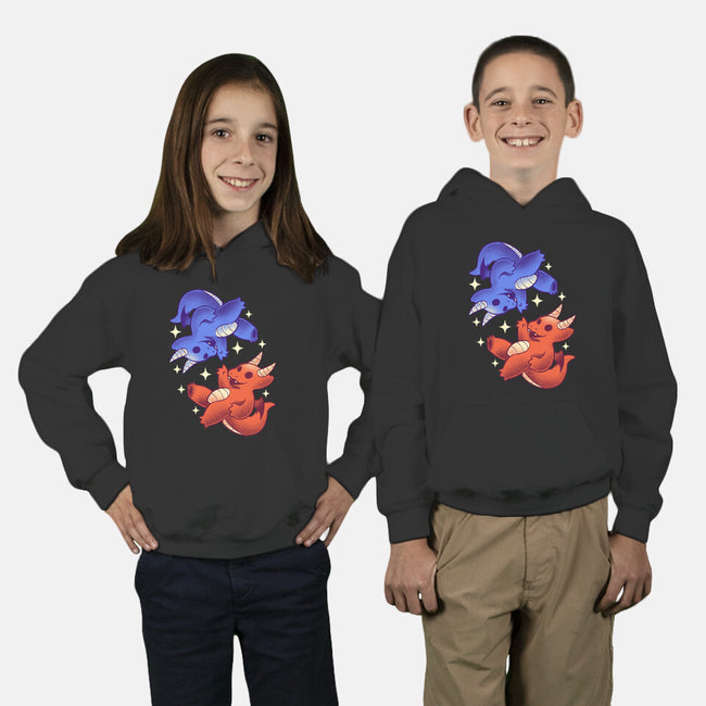 Fire And Water Dragons-Youth-Pullover-Sweatshirt-FunkVampire