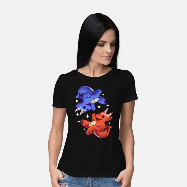 Fire And Water Dragons-Womens-Basic-Tee-FunkVampire