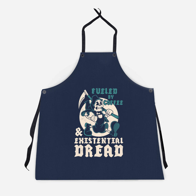 Fueled By Coffee And Existential Dread-Unisex-Kitchen-Apron-Nemons