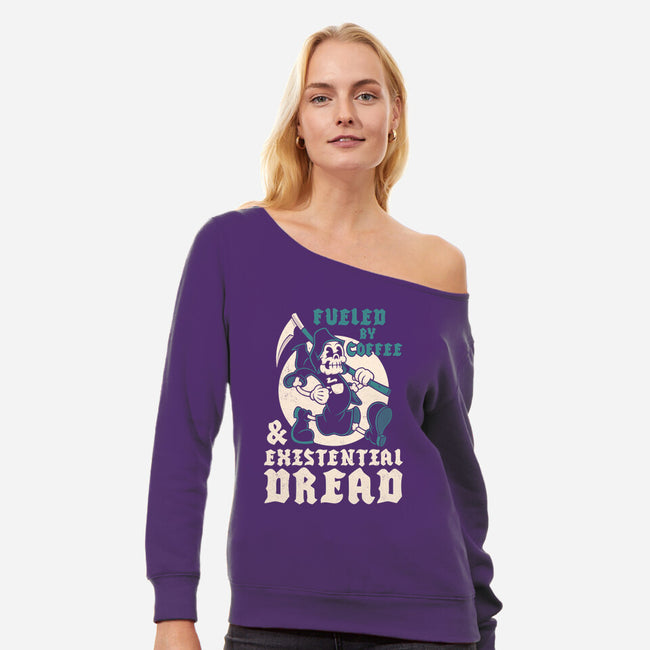 Fueled By Coffee And Existential Dread-Womens-Off Shoulder-Sweatshirt-Nemons