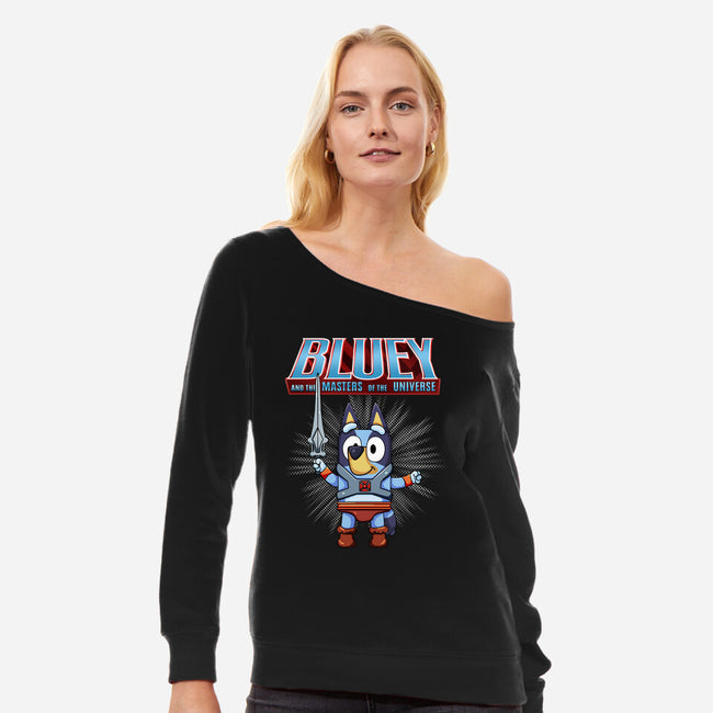 Bluey And The Masters Of The Universe-Womens-Off Shoulder-Sweatshirt-JamesQJO