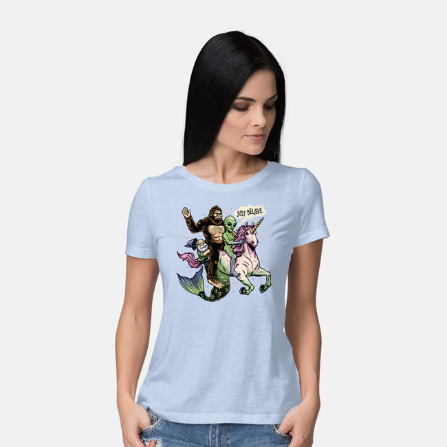 Just Believe-Womens-Basic-Tee-momma_gorilla