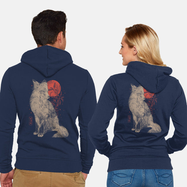 Bloomy Fox-Unisex-Zip-Up-Sweatshirt-eduely