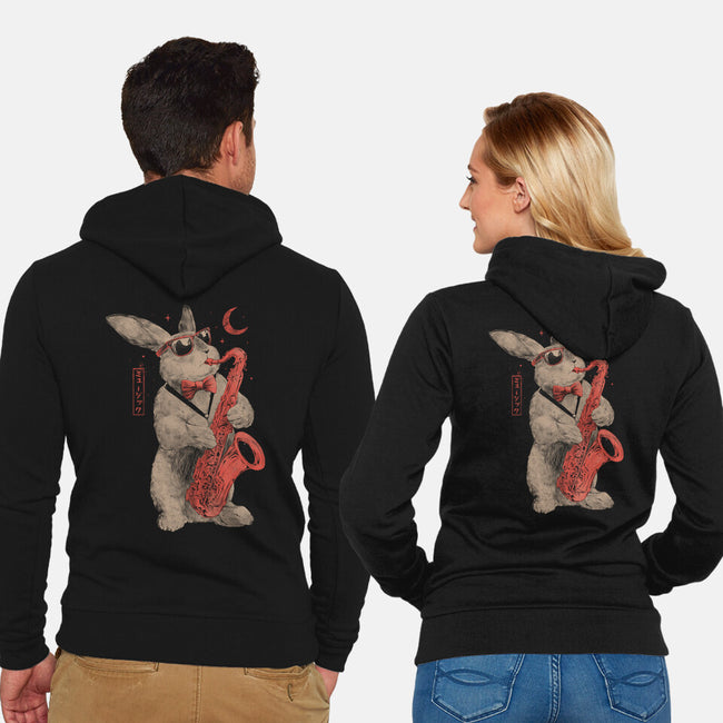 Jazz Bunny-Unisex-Zip-Up-Sweatshirt-eduely