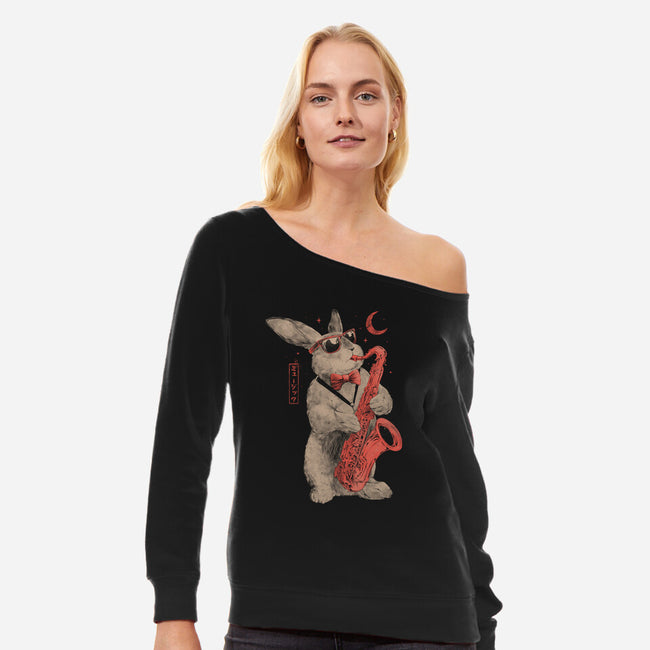 Jazz Bunny-Womens-Off Shoulder-Sweatshirt-eduely