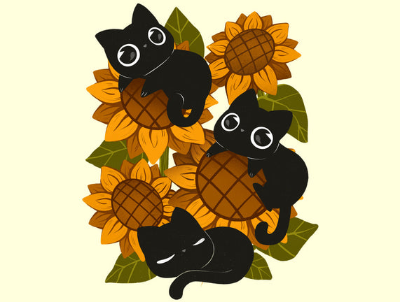 Sunflowers And Black Kitties