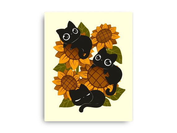 Sunflowers And Black Kitties