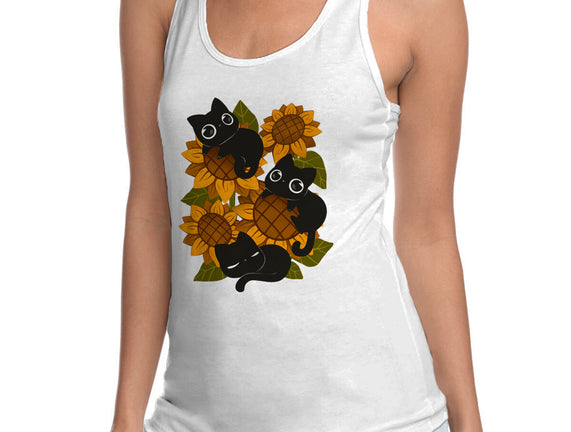 Sunflowers And Black Kitties