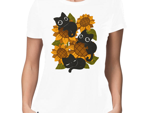 Sunflowers And Black Kitties