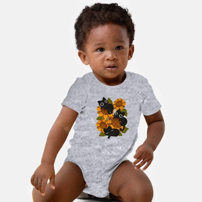 Sunflowers And Black Kitties-Baby-Basic-Onesie-ricolaa