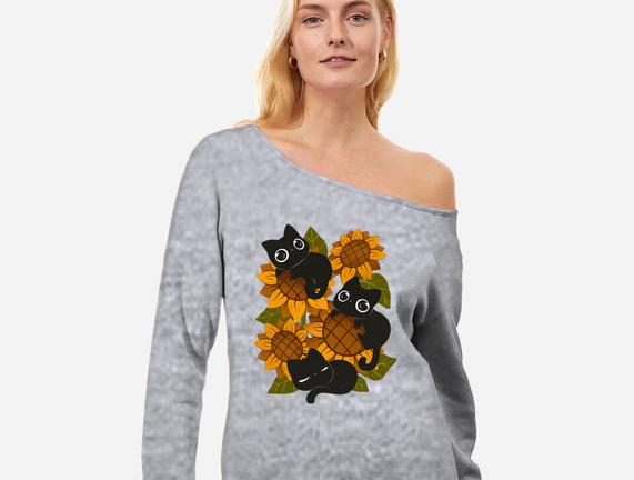 Sunflowers And Black Kitties