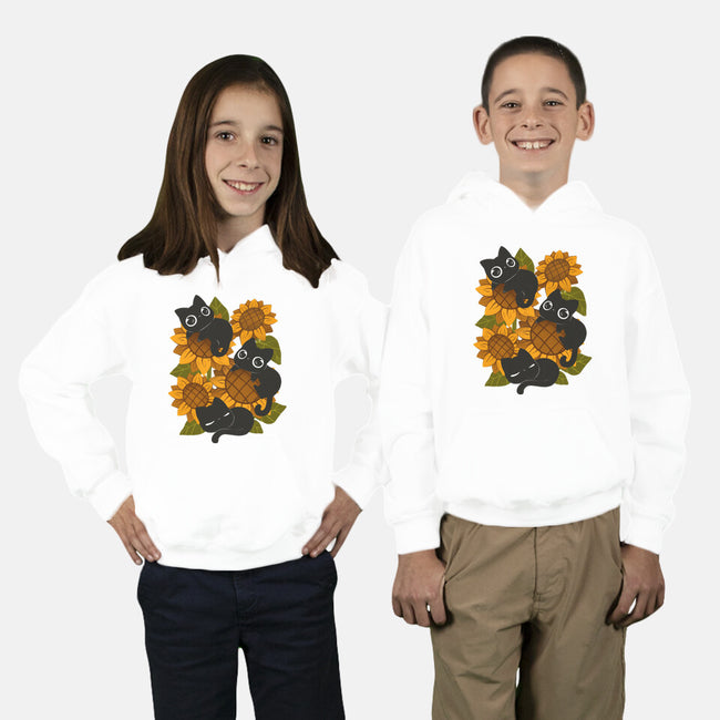 Sunflowers And Black Kitties-Youth-Pullover-Sweatshirt-ricolaa