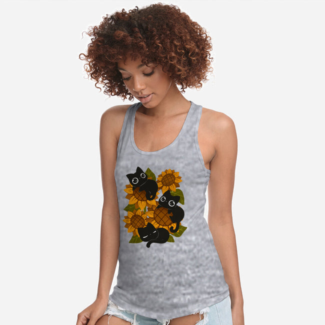 Sunflowers And Black Kitties-Womens-Racerback-Tank-ricolaa