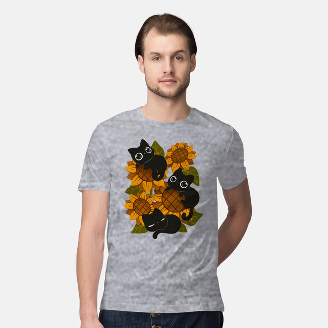 Sunflowers And Black Kitties-Mens-Premium-Tee-ricolaa