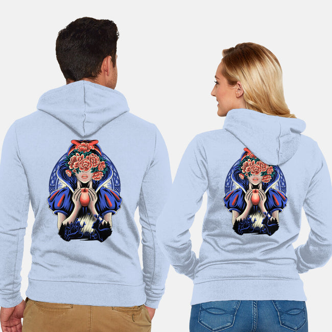 Snow Princess Flower Face-Unisex-Zip-Up-Sweatshirt-rmatix