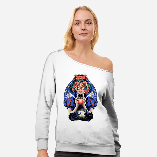 Snow Princess Flower Face-Womens-Off Shoulder-Sweatshirt-rmatix