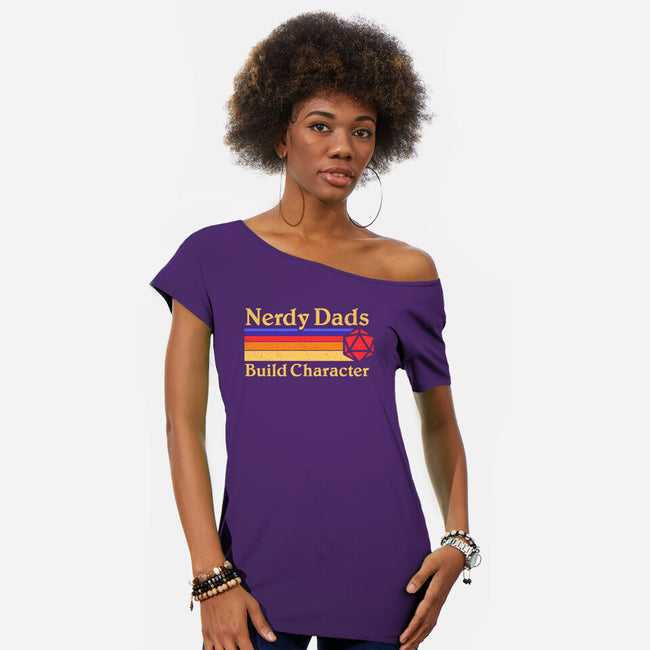 Nerdy Dads-Womens-Off Shoulder-Tee-Aarons Art Room