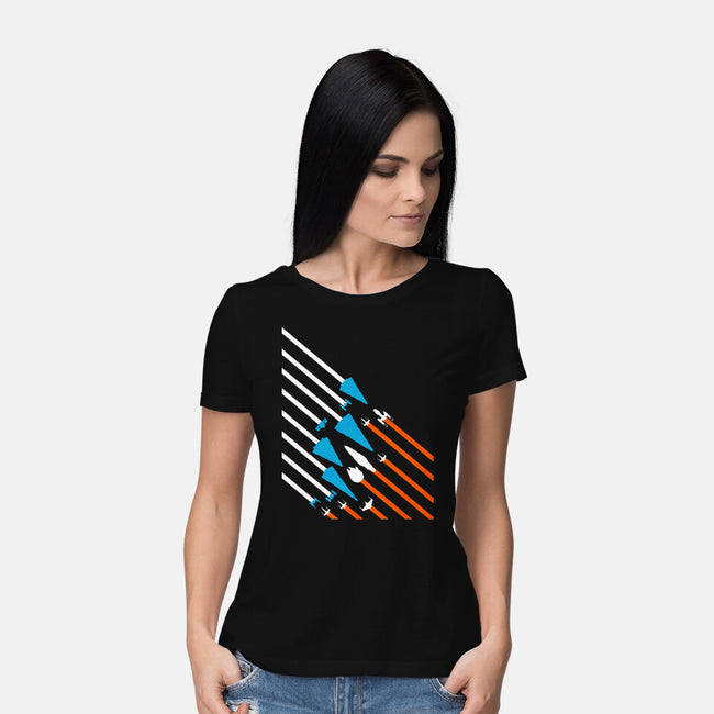 Starship Stripes-Womens-Basic-Tee-rocketman_art