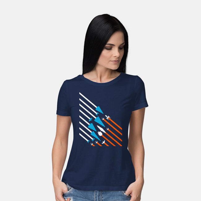 Starship Stripes-Womens-Basic-Tee-rocketman_art