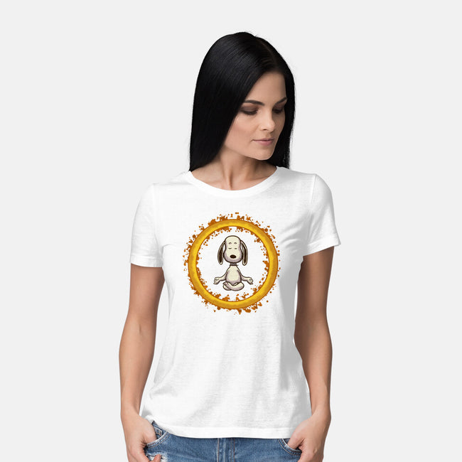 Dog Meditation-Womens-Basic-Tee-nickzzarto